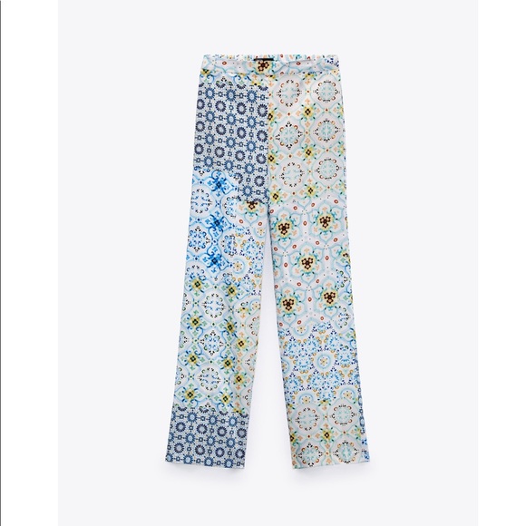 Zara multicolor Patchwork wide leg pants - Picture 4 of 5